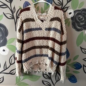 Women's Boutique Long Sleeve Striped Sweater - Size Medium